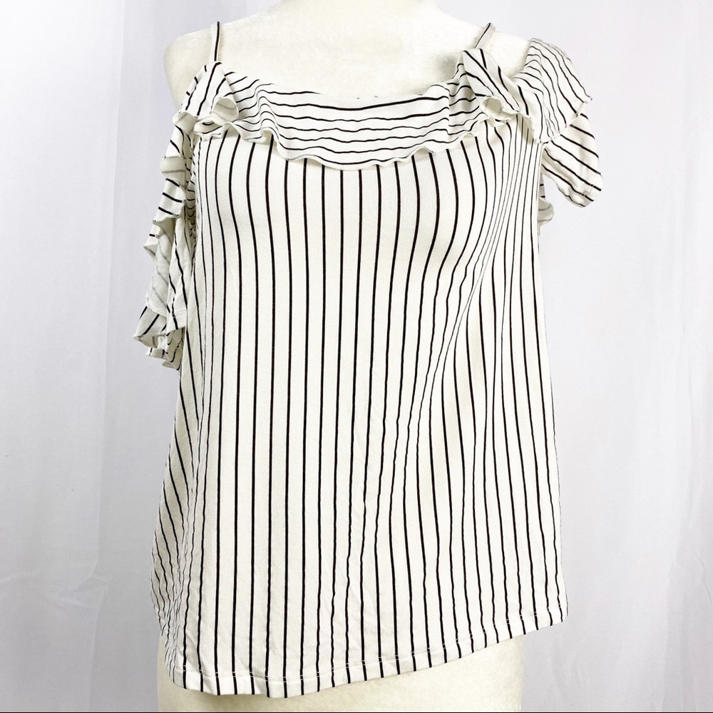 American Eagle Soft Sexy tank top cold shoulder Size Med Striped Flowey